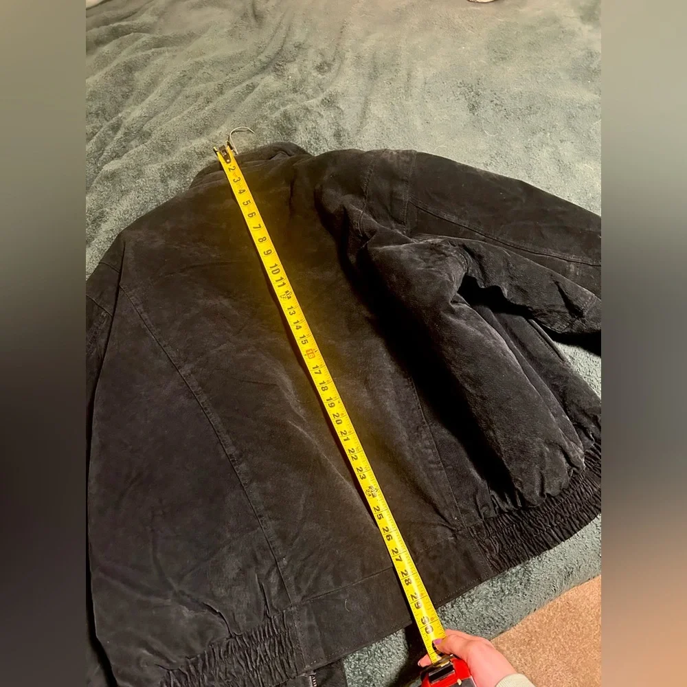 Vintage Men's Black Suede Bomber Jacket